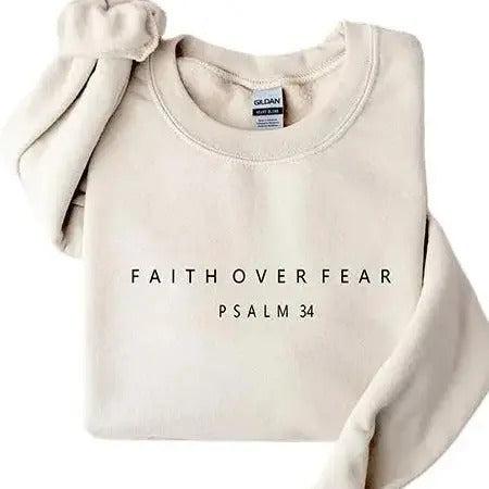 Faith over Fear Sweatshirt, Psalm 34 Christian Sweatshirt, Minimal Christian Shirt, Bible Verse Shirt, Religious Sweater,...