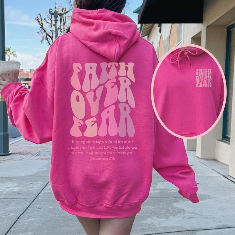 Faith over fear hoodie (front and back) Jesus Is King hoodie, Preppy Christian gifts Jesus lover sweatshirt Bible school...