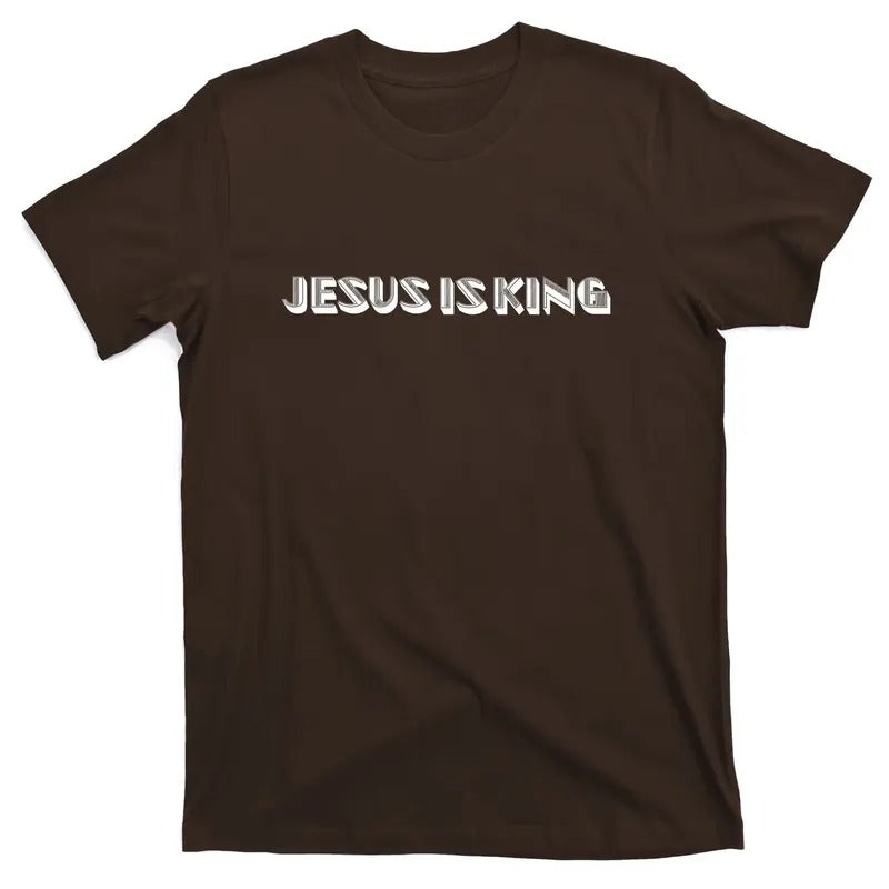 Faithful Men's Minimalist T-Shirt with Embossed Jesus Is King Christian Catholic Design Hoodie, Sweatshirt | TeeBloomCo.com