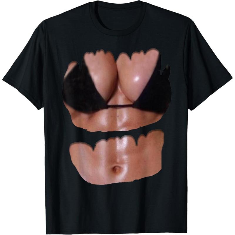 Fake Abs T Shirt Funny Bikini Body Muscle Six Pack 3D T-Shirt made in usa Hoodie, Sweatshirt | TeeBloomCo.com