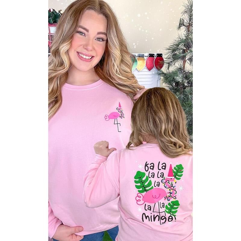 Falalalamingo Christmas Graphic Sweatshirt T-Shirts, Hoodie | TeeBloomCo.com