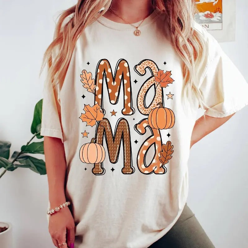 Fall Mama Shirt Retro Autumn Pumpkin Shirt Fall Vibes Shirt Pumpkin Spice Fall, Spooky Season, Halloween Shirt Hoodie,...