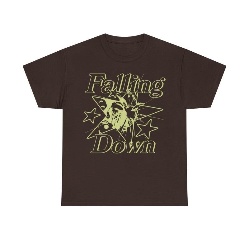 Falling Down Rockstar T-Shirt Y2k 90s Hip-Hop Tee Aesthetic Heavy Cotton Graphic T-Shirt Tshirt Shirt HipHop Rap Tee...