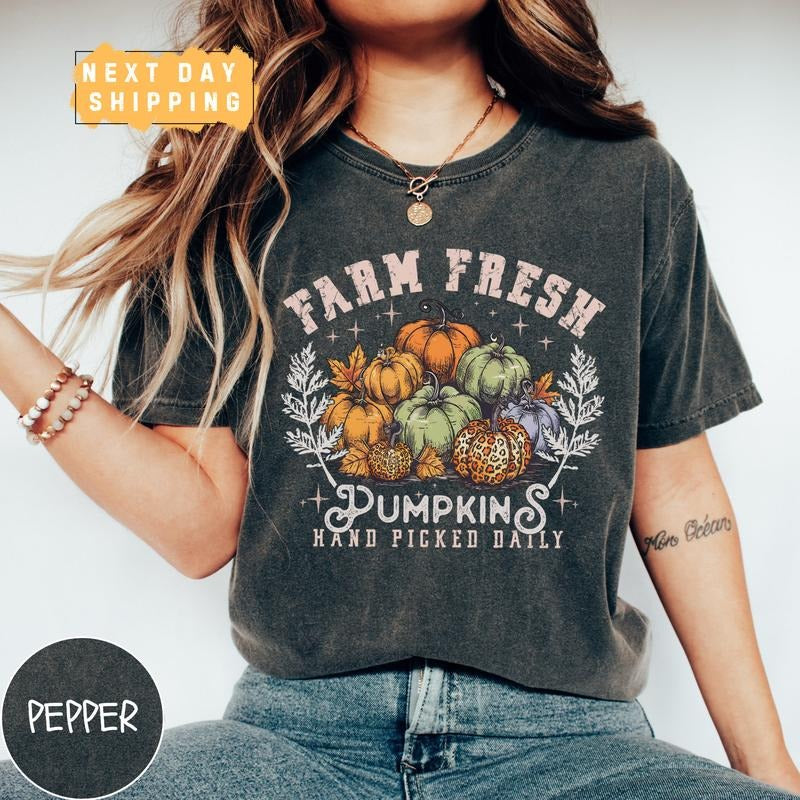 Farm Fresh Pumpkins Hand Picked Daily T-shirt, Pumpkin Season Shirt, Fall Shirt, Fall Season Shirt, Thanksgiving Gift...