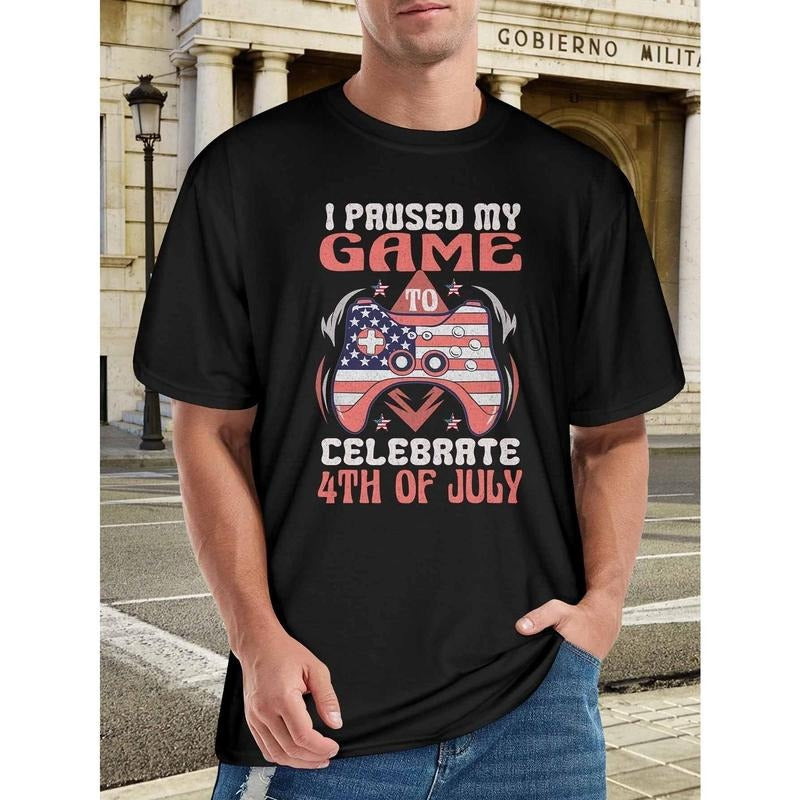 Fashion printed T-shirt, street style cotton top, men's versatile crew neck T-shirt, summer casual, perfect for everyday...