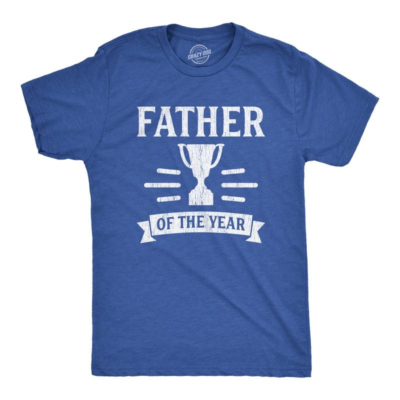 Father Of The Year T Shirt Funny Fathers Day Gift For Dad Trophy Award Graphic Tee Mens Funny T Shirts Cool Tees Soft...