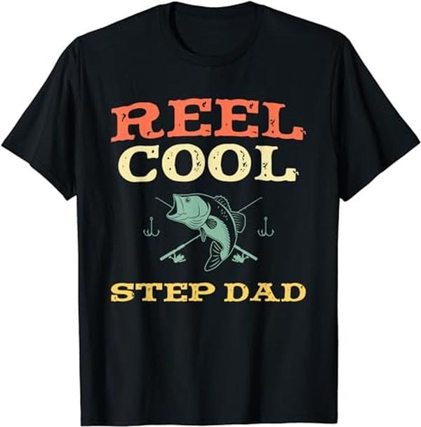 Father's Day T-Shirt, Gifts For Stepdad, Reel Cool Step-Dad Fishing Fisherman Funny Vintage T-Shirt Menswear Fashion,...