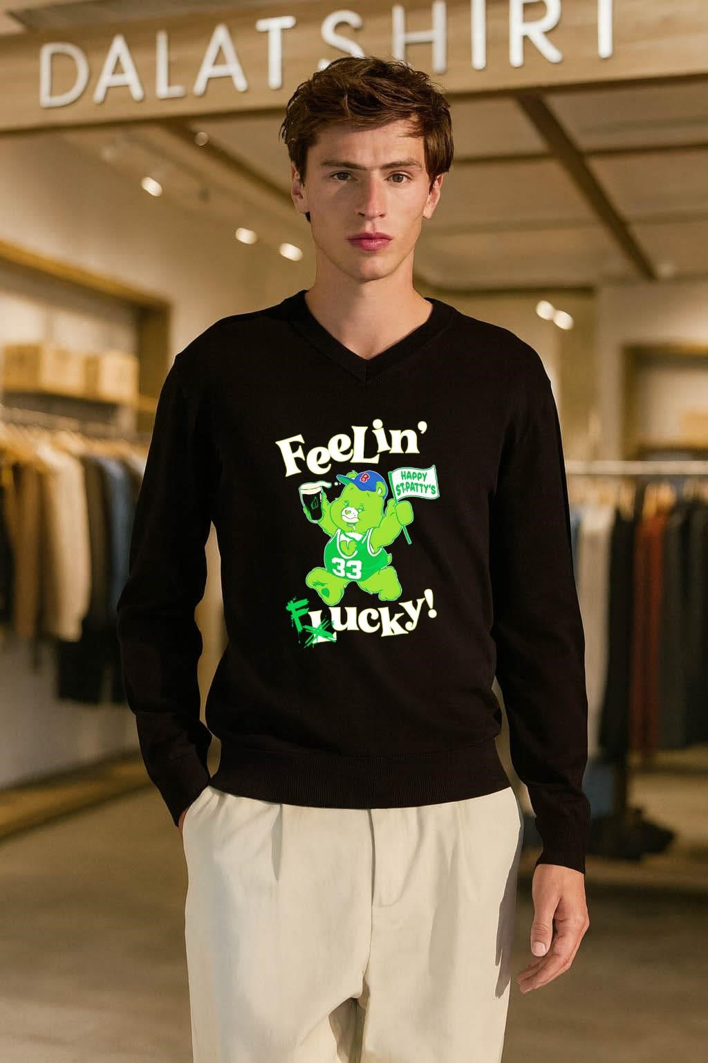 Feelin’ Happy St. Patty’s Lucky Care Bear Clover shirt