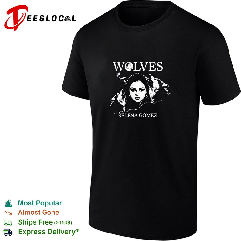 Female artist wolves portrait moon art shirt