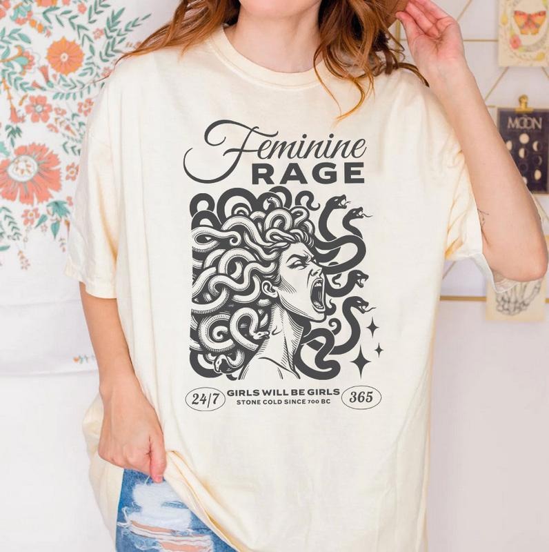Feminine Rage Medusa Shirt, Greek Mythology Tee, Female Rage Shirt, Powerful Women, Women's Empowerment, Feminist Shirt,...