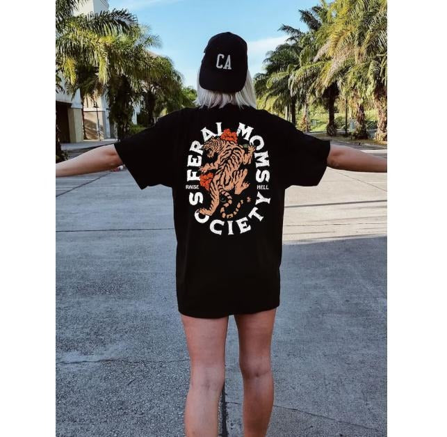 Feral Mom's Shirt, feminist girl power tee, aesthetic grunge moto tshirt, trendy mom, Vintage tiger Hoodie, Sweatshirt