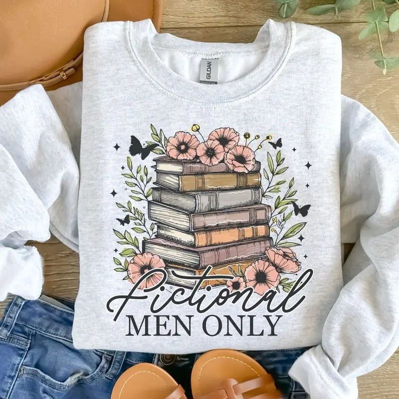 Fictional Men Only Booktok Sweatshirt - Ash Grey - Sublimation - Unisex Sizing T-Shirts, Hoodie | TeeBloomCo.com