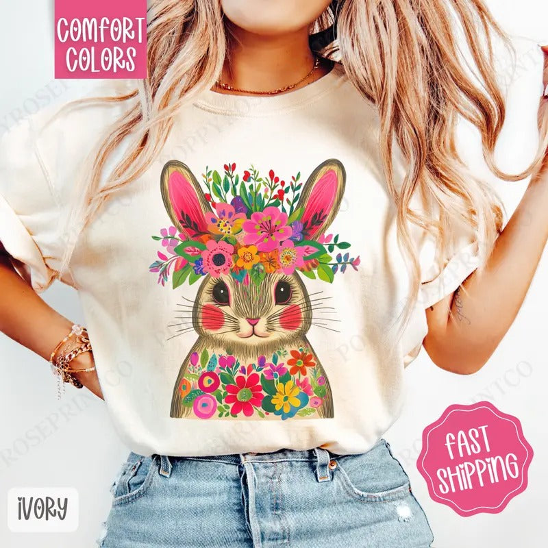 Fiesta Bunny Shirt Comfort Colors, Easter Tshirt, Trendy Bunny Women's Tee, Gift for Her Hoodie, Sweatshirt | TeeBloomCo.com