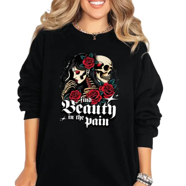 'Find Beauty in the Pain' Crewneck Sweatshirt, T Shirt, or Hoodie Grunge Aesthetic Pullover | Casual, Comfort, Streetwear...