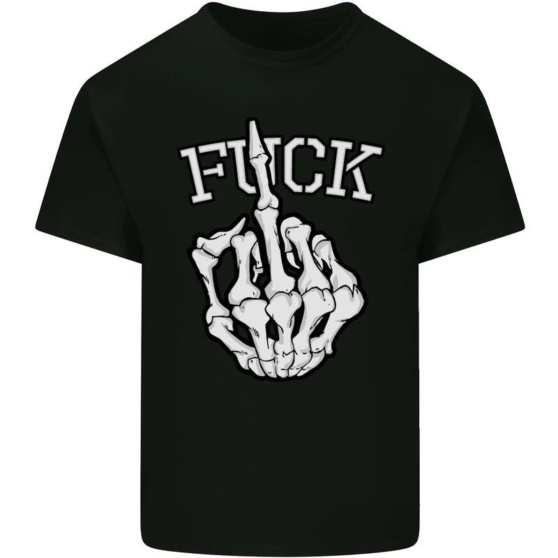 Finger Flip F#ck Skull Offensive Biker Mens Cotton T-Shirt Tee Top Made in USA Hoodie, Sweatshirt | TeeBloomCo.com