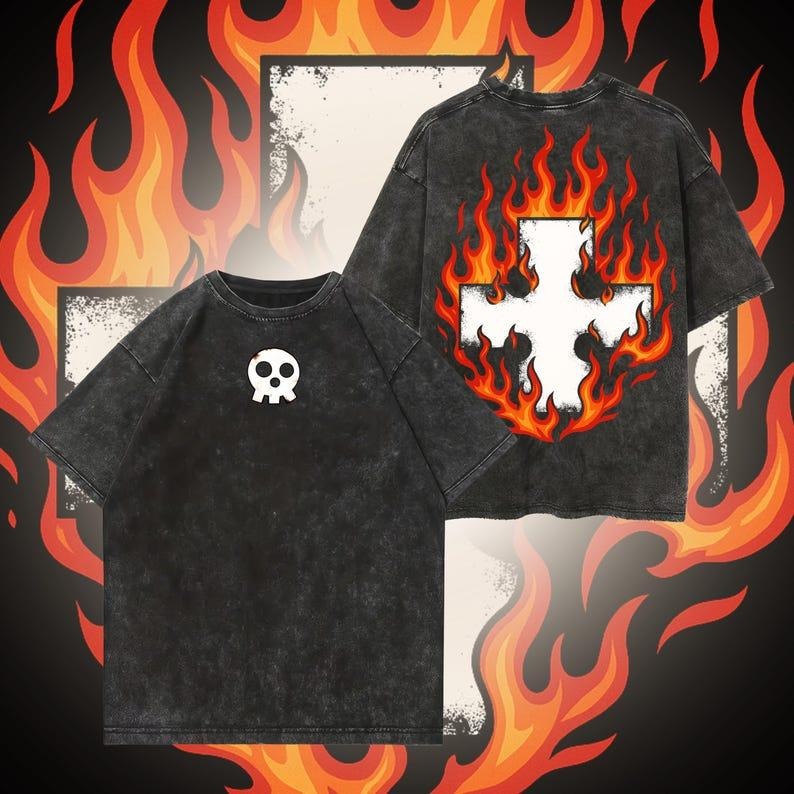 Fire Force Anime Tshirt | Oversized Stone-Washed Style Tee | Anime Graphic Tshirt | Anime Gymwear & Streetwear | Manga...