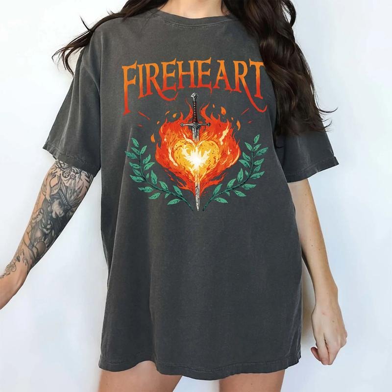 Fireheart Comfort Colors Shirt, Heir of Fire T-shirt, Bookish Graphic Tee, Fantasy Book Lovers Outfits, Gift For Book...