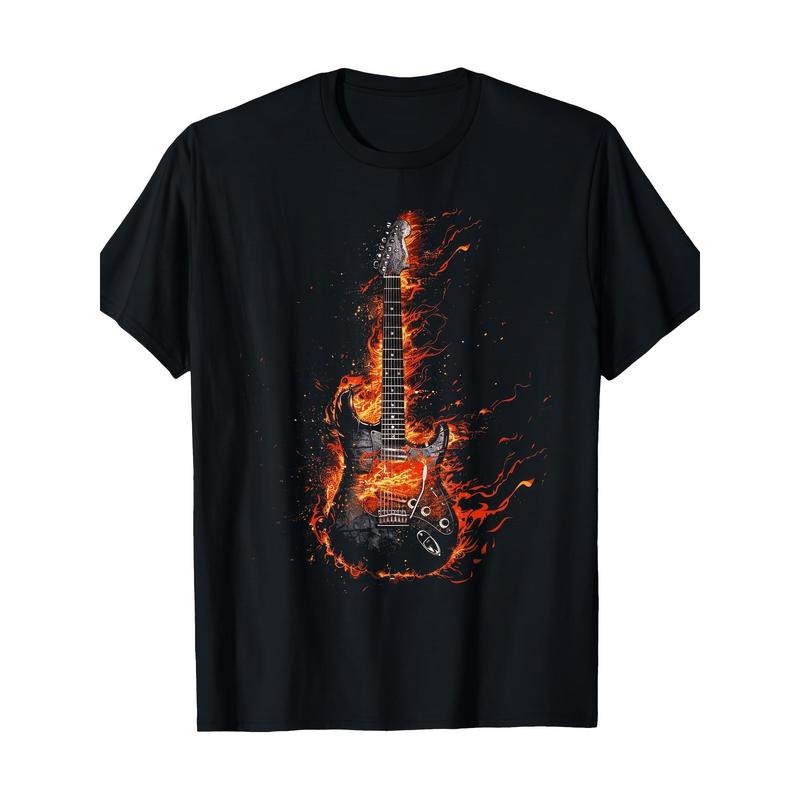 Flame T-shirt Electric guitar T-shirt for men made in usa Hoodie, Sweatshirt | TeeBloomCo.com
