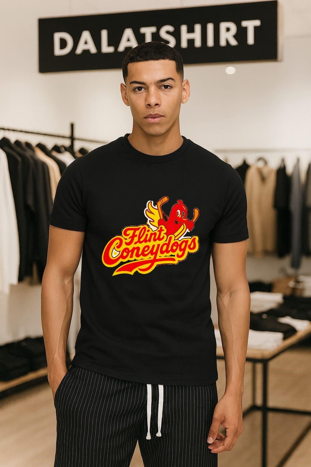 Flint Coneydogs Hot Dog Character Hockey Sticks shirt