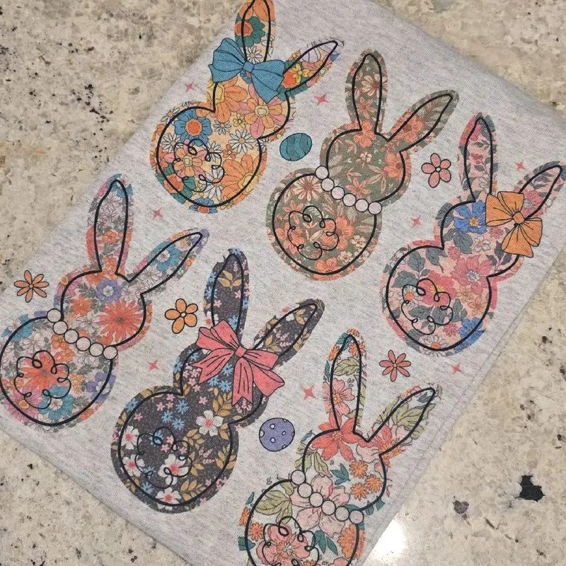 Floral Easter Bunny Graphic Tee or Sweatshirt Hoodie | TeeBloomCo.com