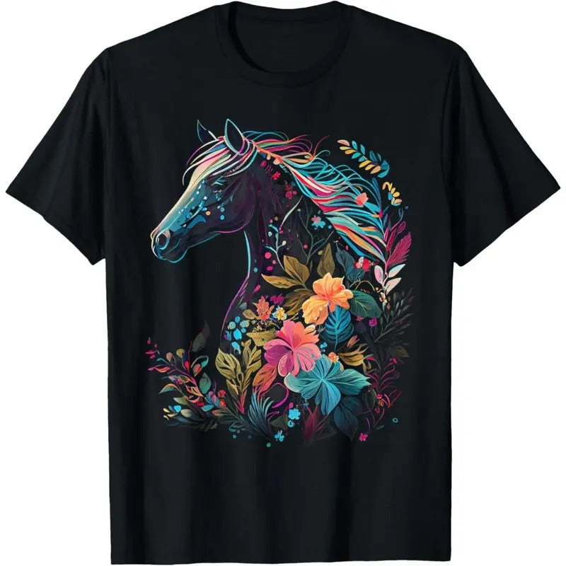 Floral Horse Spring Nature Horse Lovers Graphic T-Shirt made in usa Hoodie, Sweatshirt | TeeBloomCo.com