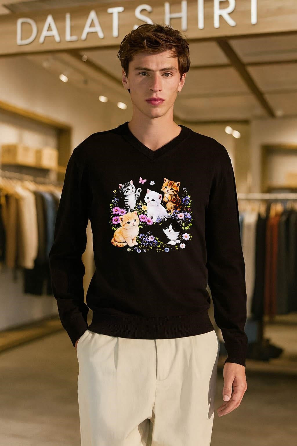 Floral Kittens Cottagecore cute cats shirt