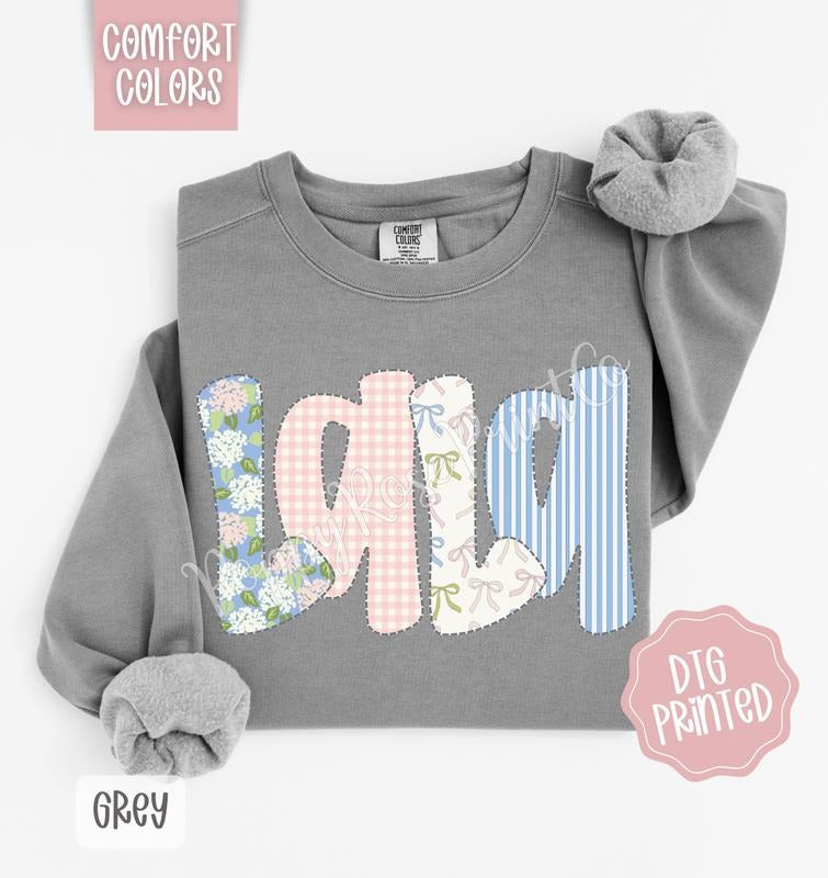 Floral Lala Comfort Colors Sweatshirt, Cute Grandma Sweater, Coquette Crewneck T-Shirts, Hoodie | TeeBloomCo.com