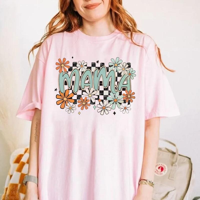 Floral Mama Shirt, Mama Flower Tee, Coquette Mama Bow Tshirt, Mothers Day Gift For Mom, First Time Mom Tee, Unisex Short...