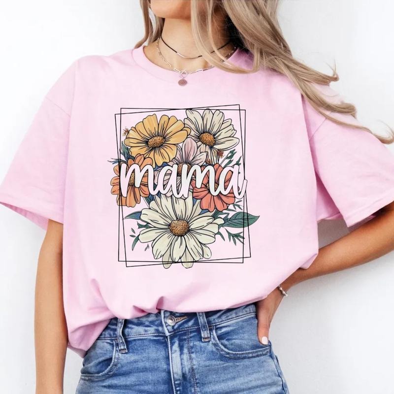 Floral Mama Shirt, Mama Flower Tee, Retro Mommy life Shirt, Mothers Day Gift, Gifts For Mom From Son Daughter, Wife Tee,...