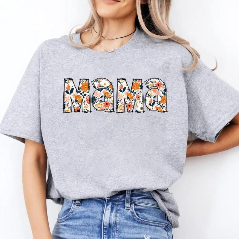 Floral Mama Shirt, Mommy Flower Tee, mothers day Gift For Mom From Son Daughter, Momma Tshirt, Women Graphic Tee, Unisex...
