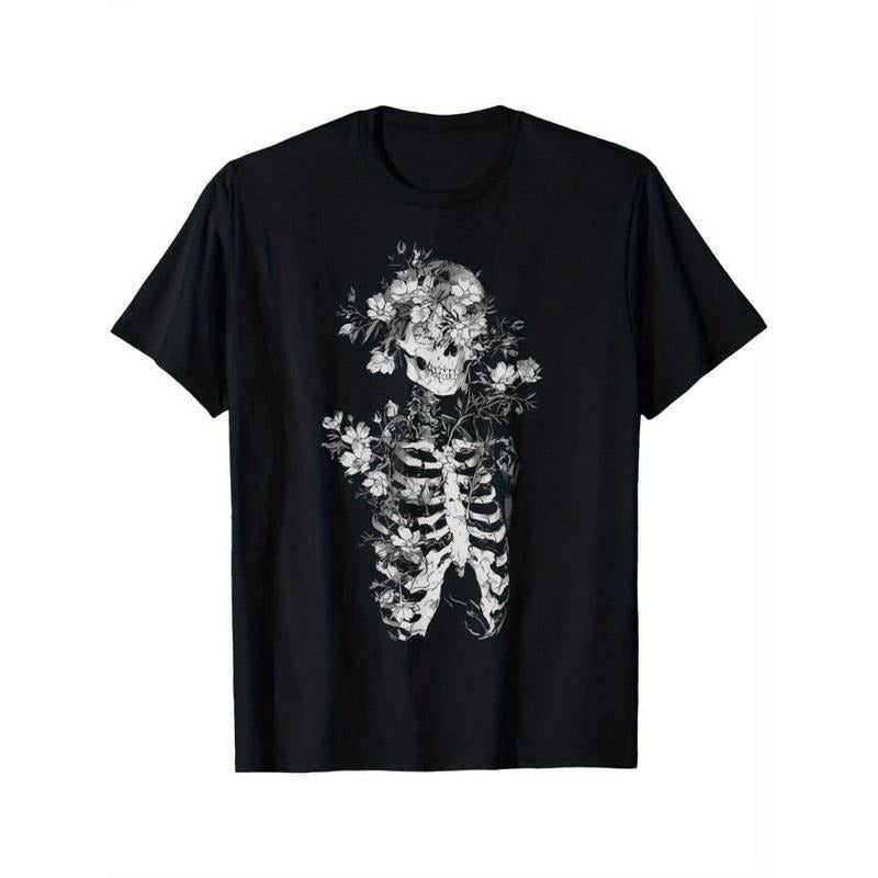 Floral Skeleton Flowers Goth Occult Death Dark Alt Aesthetic T-Shirt Made in USA Hoodie, Sweatshirt | TeeBloomCo.com