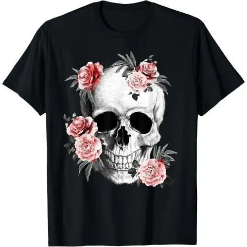 Floral Sugar Skull Rose Flowers Mycologist Gothic Goth T-Shirt  Made in USA Hoodie, Sweatshirt | TeeBloomCo.com