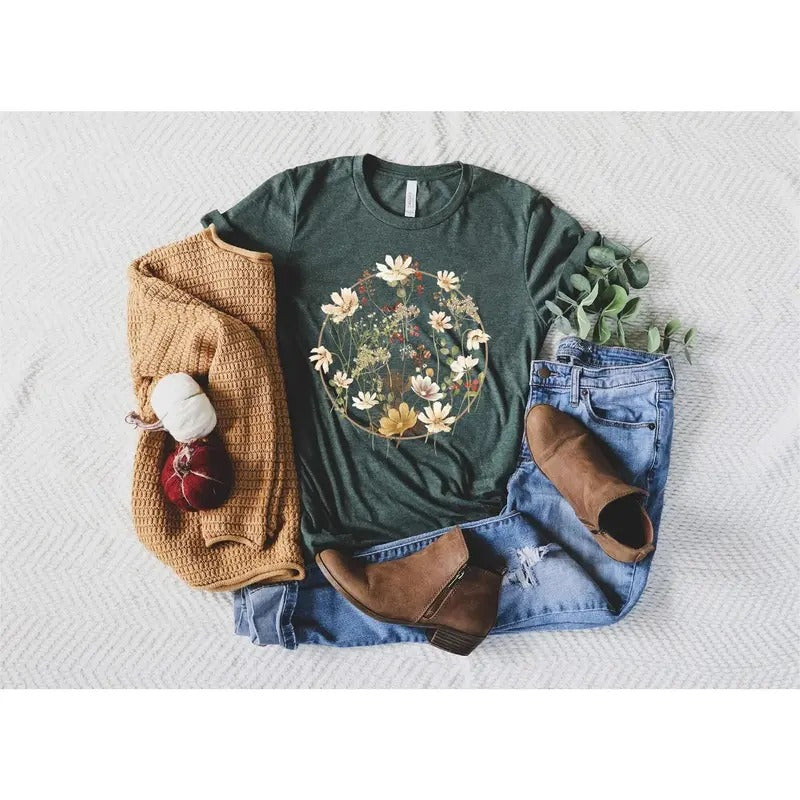 Flower Shirt, Gift For Her, Flower Shirt Aesthetic, Floral Graphic Tee, Floral Shirt, Flower T-shirt, Wild Flower Shirt,...