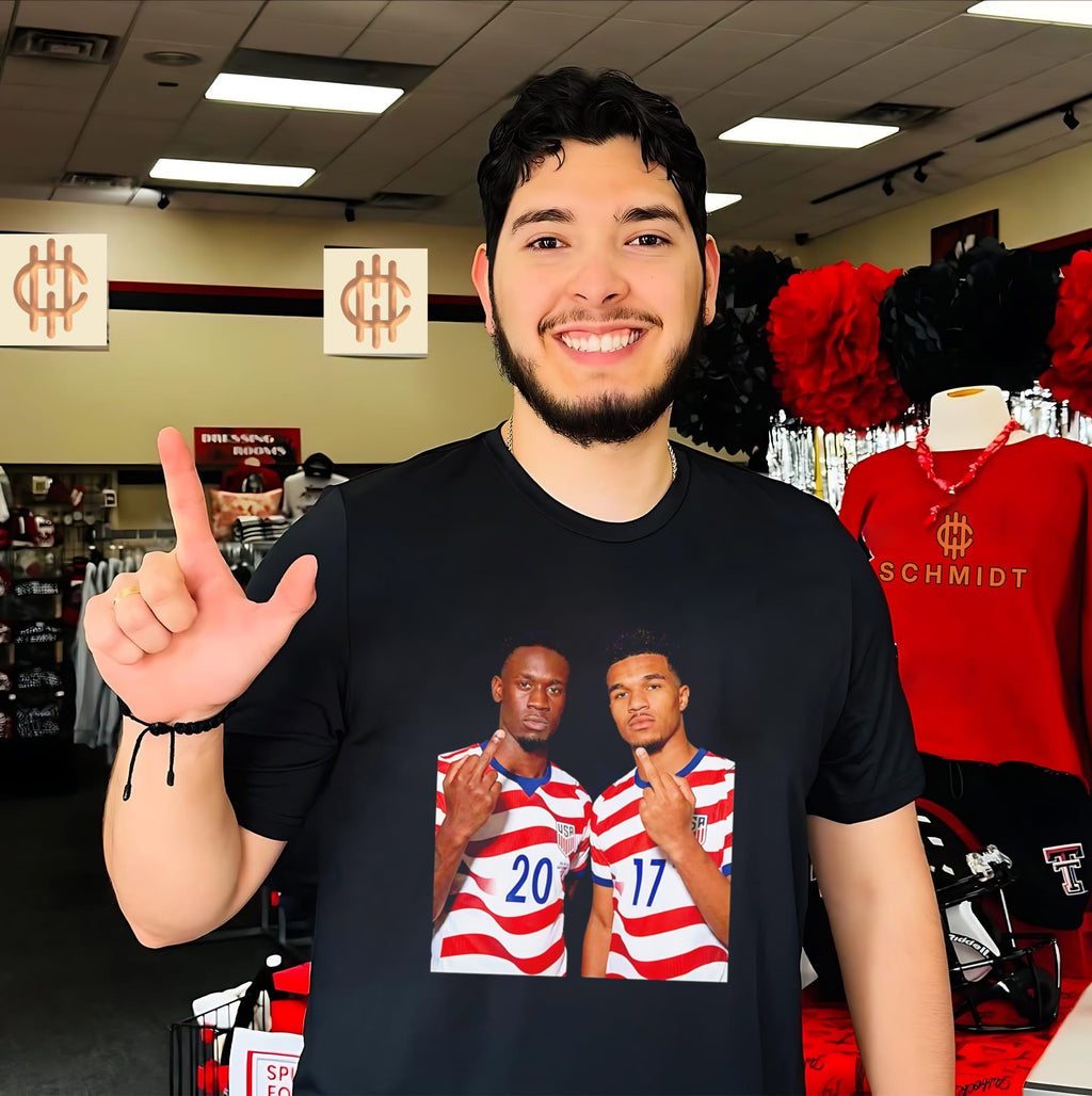 Folarin Balogun and Malik Tillman USMNT middle finger shirt