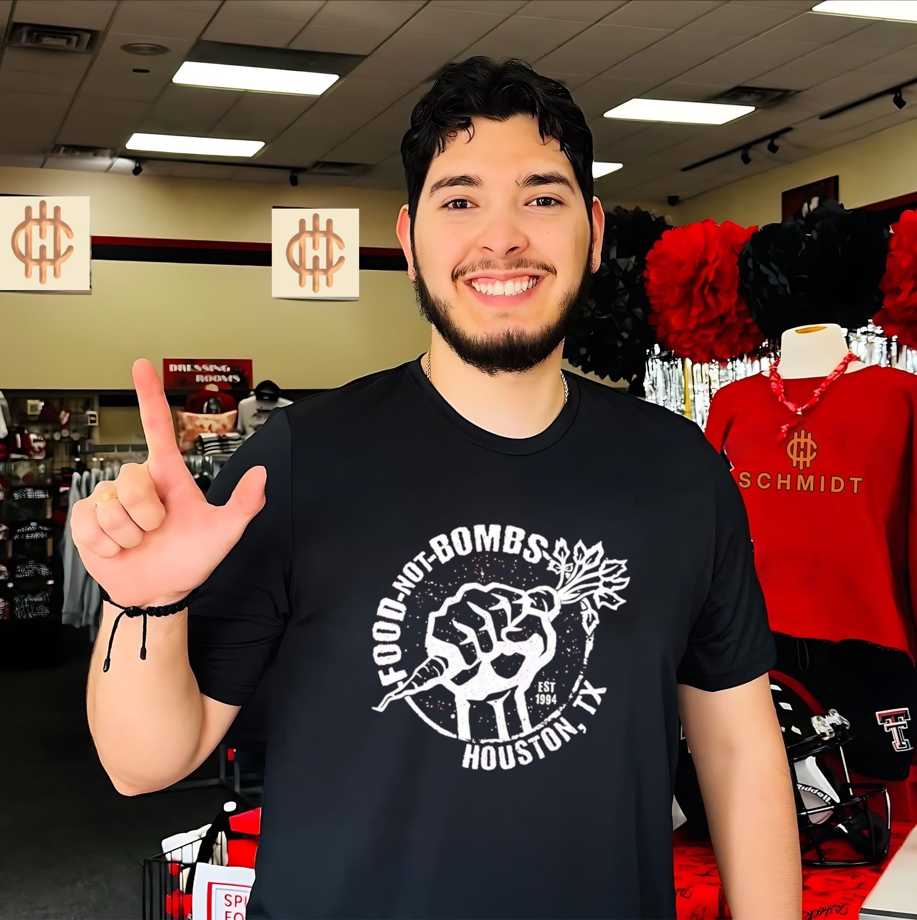 Food Not Bombs Houston Distressed Fist and Carrot Logo shirt