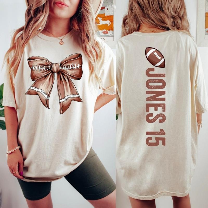 Football Mom Shirt With Kids Name, Jersey Number, Cute Football Season Mama Shirt, Gift for Football Team Lover, Football...