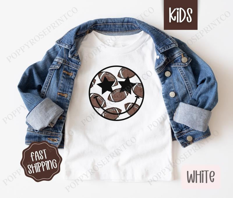 Football Smiley Kids Shirt - Football Children's Tshirt - Cute Youth Tee Gildan Hoodie, Sweatshirt | TeeBloomCo.com