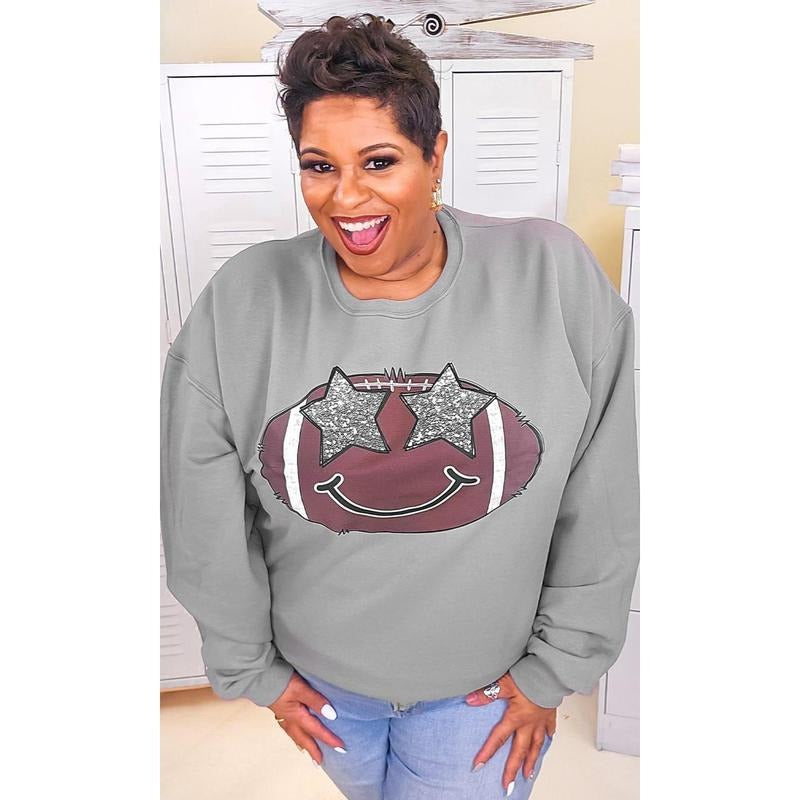 Football Star Smiley Graphic Sweatshirt T-Shirts, Hoodie | TeeBloomCo.com