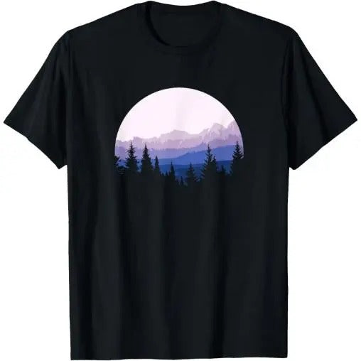 Forest Scene Mountain Silhouette T-Shirt Made in USA Hoodie, Sweatshirt | TeeBloomCo.com