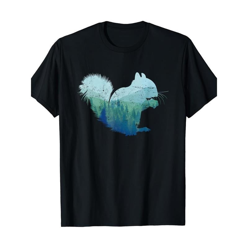 Forest Squirrel T-Shirt Casual Crew Neck T-Shirt Made in USA Hoodie, Sweatshirt | TeeBloomCo.com