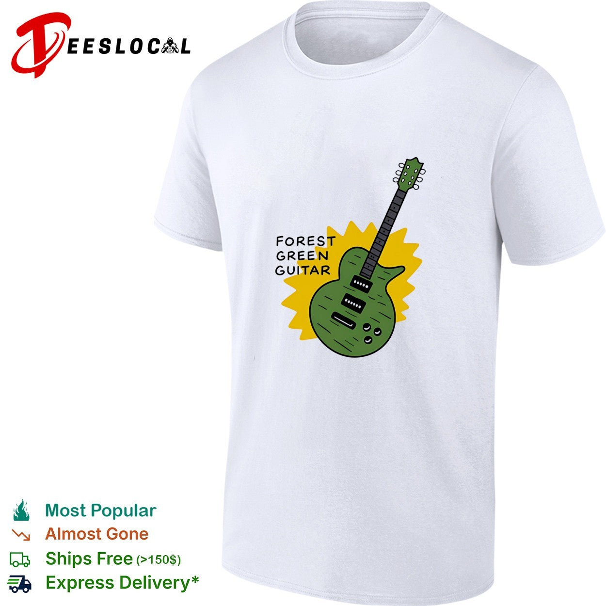 Forest green guitar vintage shirt