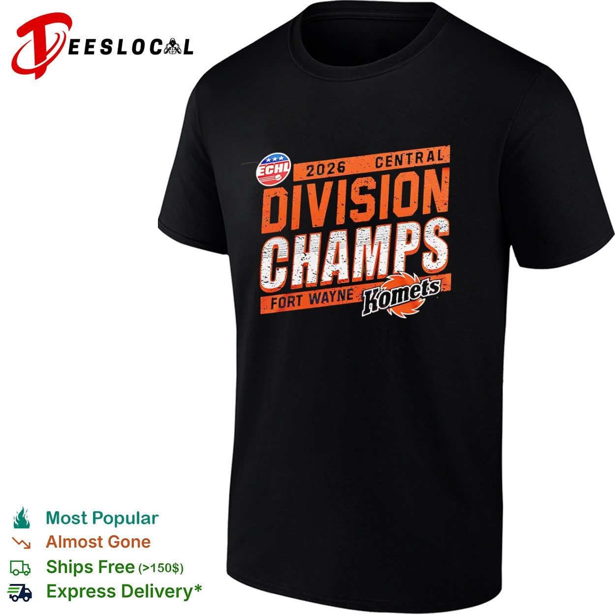 Fort Wayne Komets 2026 Central Division Champs ECHL Hockey League Champion shirt