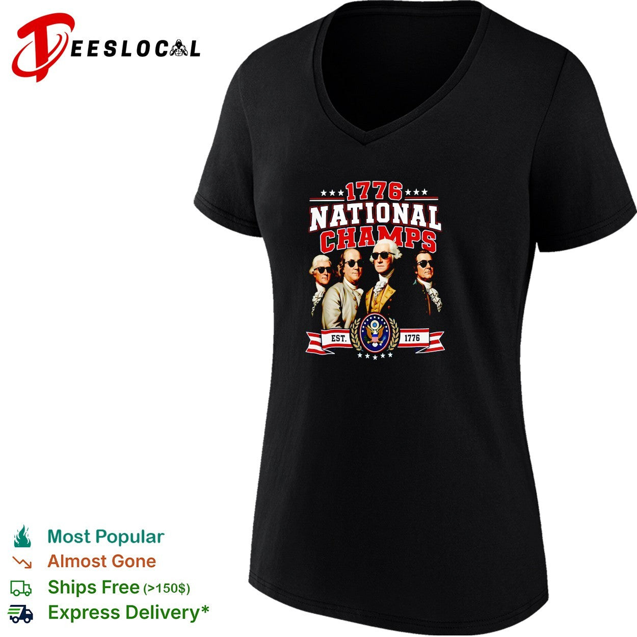 Founding fathers 1776 national champs with sunglasses retro shirt