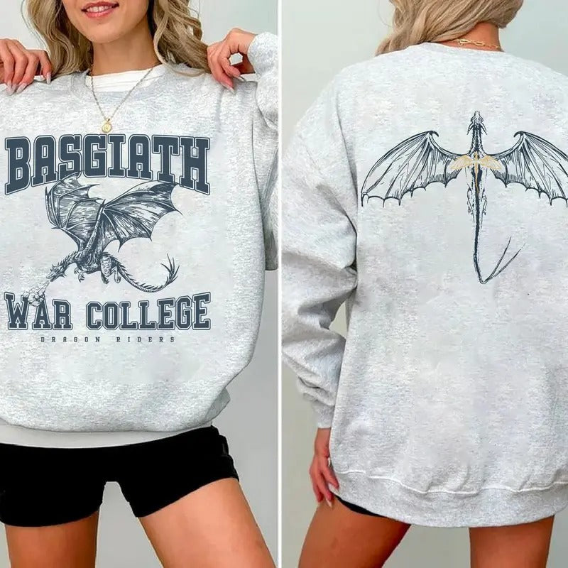 Fourth Wing 4 Legs Dragon Sweatshirt, Basgiath College 2-Sided Sweatshirt, Booktok Crewneck, Vintage Fourth Wing Shirt,...