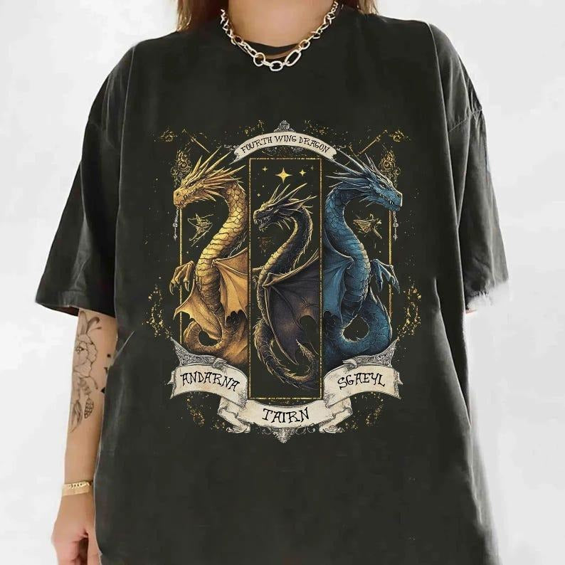 Fourth Wing Dragon Comfort Colors Shirt, Tairn & Andarna and Sgaeyl Shirt, Basgiath War College Tee, Andarna Hoodie,...