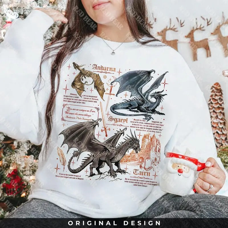 Fourth Wing Dragon Shirt, Tairn & Andarna Dragon TShirt, Basgiath War College Tee, Dragon Rider Sweatshirt, Bookish Gift...