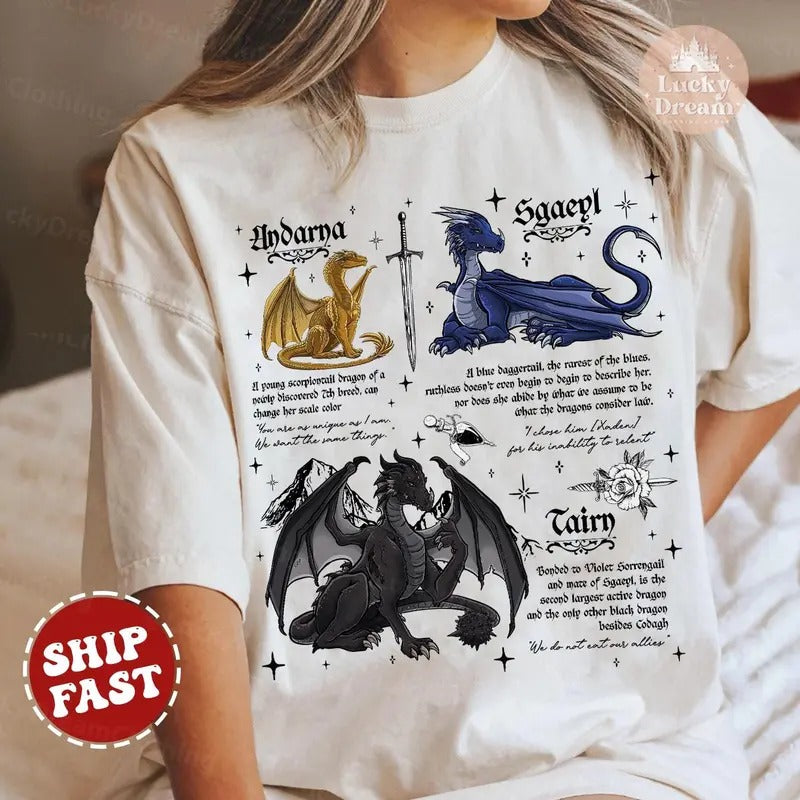 Fourth Wing Dragon T-Shirt, Tairn & Andarna TShirt, Basgiath War College Tee, Dragon Rider Shirt, Bookish Gift for...