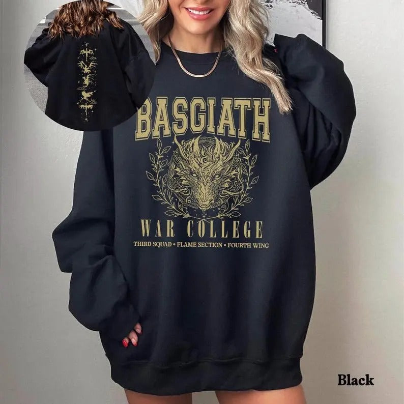 Fourth Wing Series 2 Sides Sweatshirt T-shirt Hoodie, Basgiathhh War Shirt, Onyx Storm Sweatshirt, Fantasy Reader Shirt
