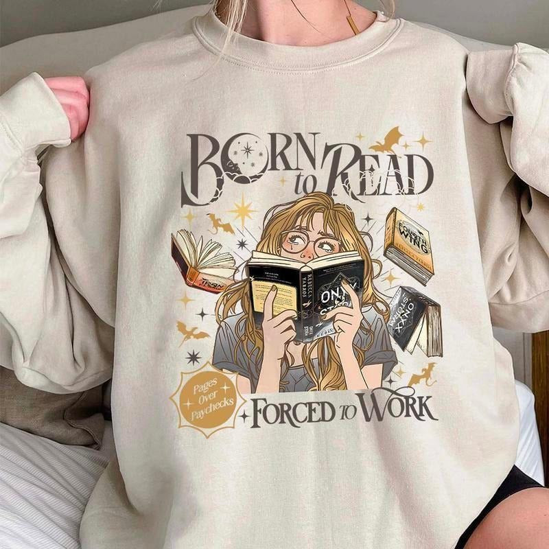 Fourth Wing Shirt, Born To Read Onyx Force To Work Sweater, Fantasy Book Reader Shirt, Booktok Sweatshirt, Bookish Shirt,...