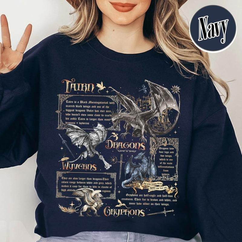 Fourth Wing Species Sweatshirt, Wyvern Dragon Sweatshirt, Tairn Sweatsshirt, Gryphon Sweatshirt, Dragon Rider Clothes,...